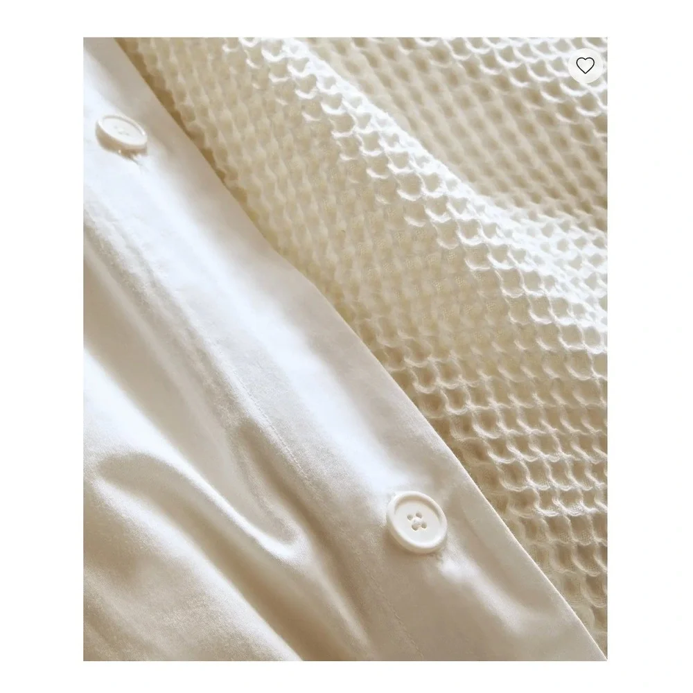 Quince Queen Organic Waffle Duvet Cover Set Undyed Off White